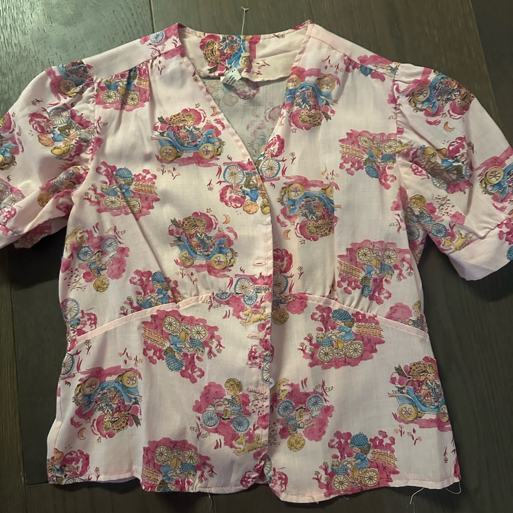 Vintage Pink Blouse with Dainty Print